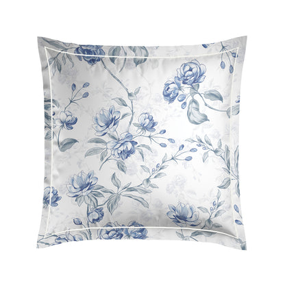 Pillowcase(s) cotton satin - Fleurs azurées White