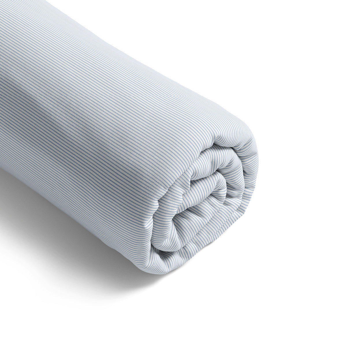 Fitted sheet cotton satin - Rayures fines Light blue