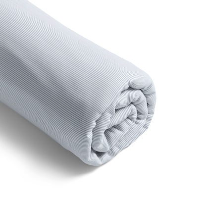 Fitted sheet cotton satin - Rayures fines Light blue