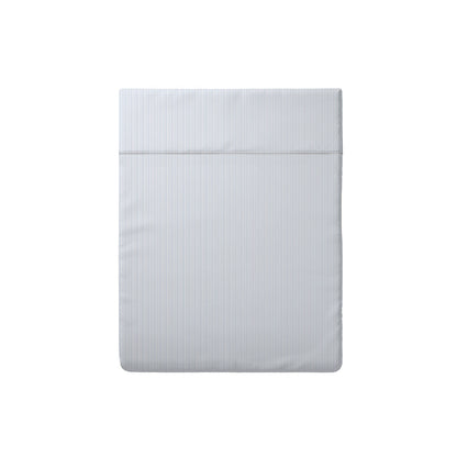 Drap plat satin de coton - Rayures fines Bleu clair