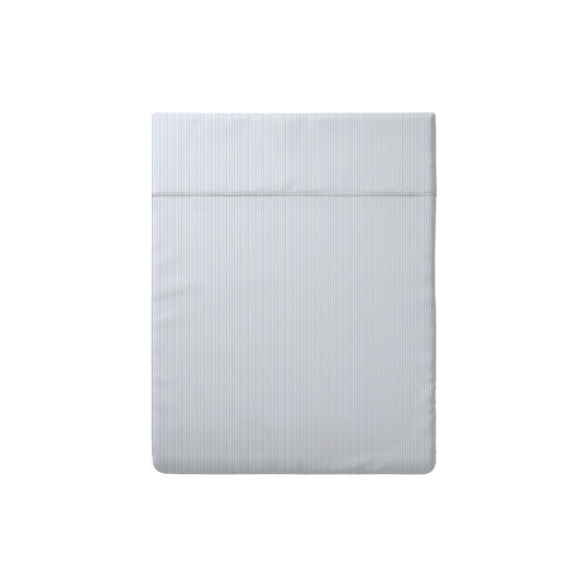Drap plat satin de coton - Rayures fines Bleu clair