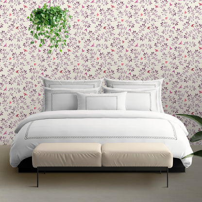 Duvet cover + pillowcase(s) cotton satin - Perle enchantée Grey / White