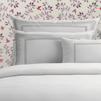 Duvet cover + pillowcase(s) cotton satin - Perle enchantée Grey / White