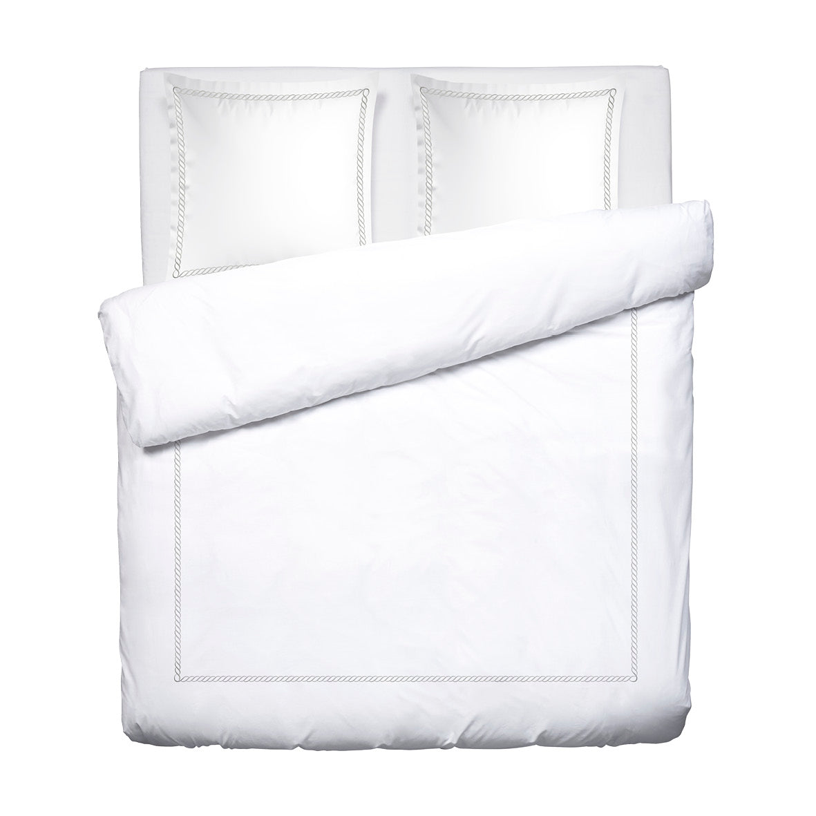 Duvet cover + pillowcase(s) cotton satin - Perle enchantée Grey / White