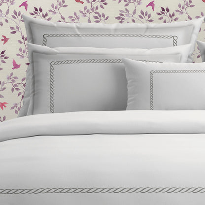 Taie(s) d'oreiller satin de coton - Perle enchantée Gris / Blanc