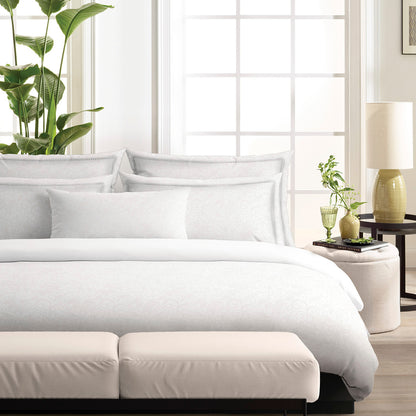 Duvet cover + pillowcase(s) cotton satin - Fleur royale White