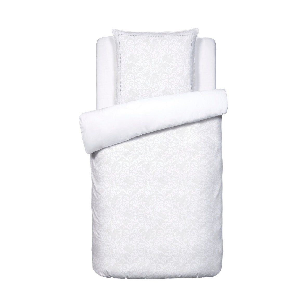 Duvet cover + pillowcase(s) cotton satin - Fleur royale White