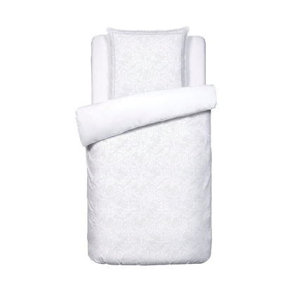 Duvet cover + pillowcase(s) cotton satin - Fleur royale White