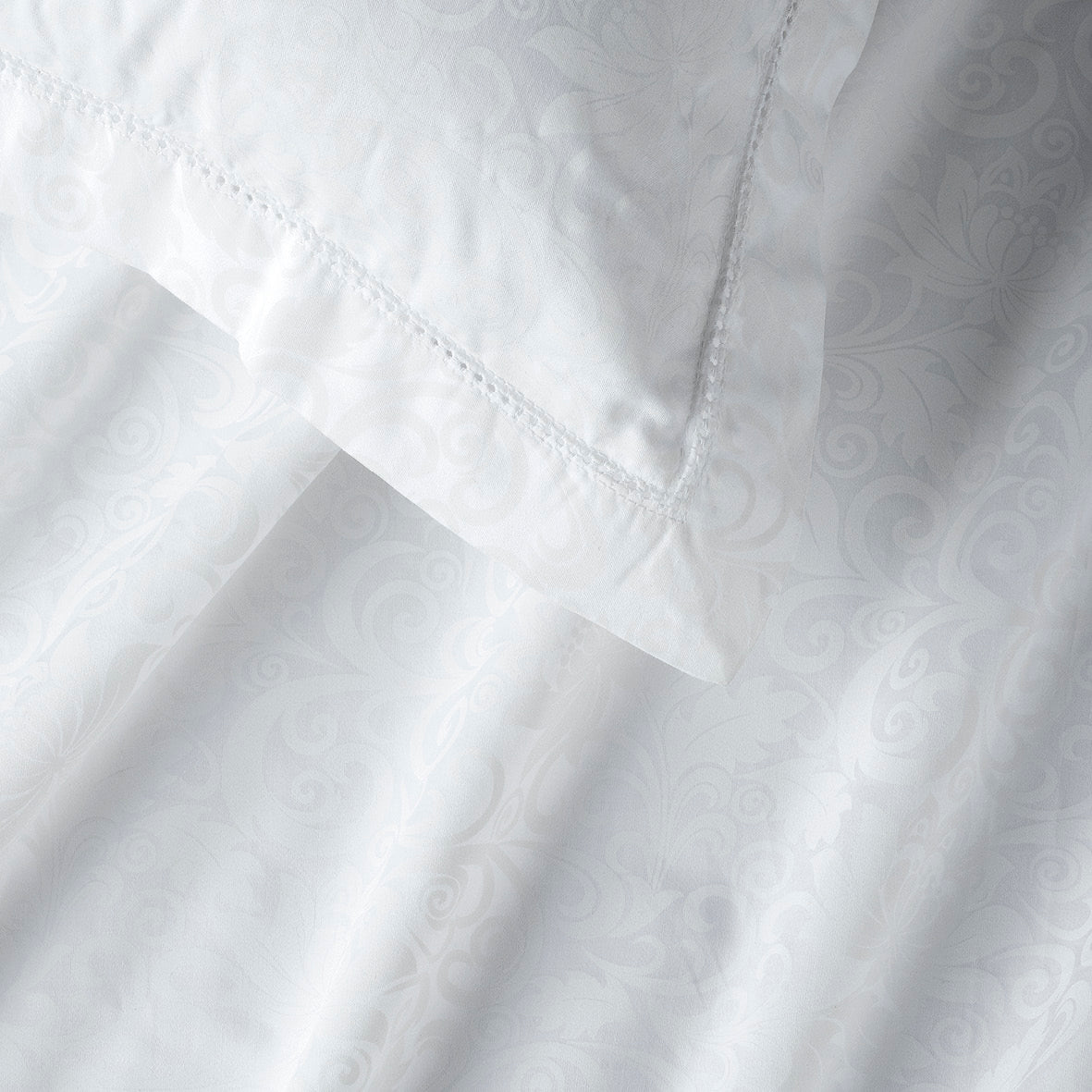 Duvet cover + pillowcase(s) cotton satin - Fleur royale White