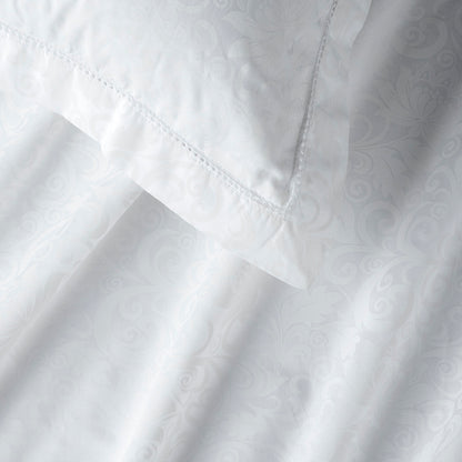 Duvet cover + pillowcase(s) cotton satin - Fleur royale White