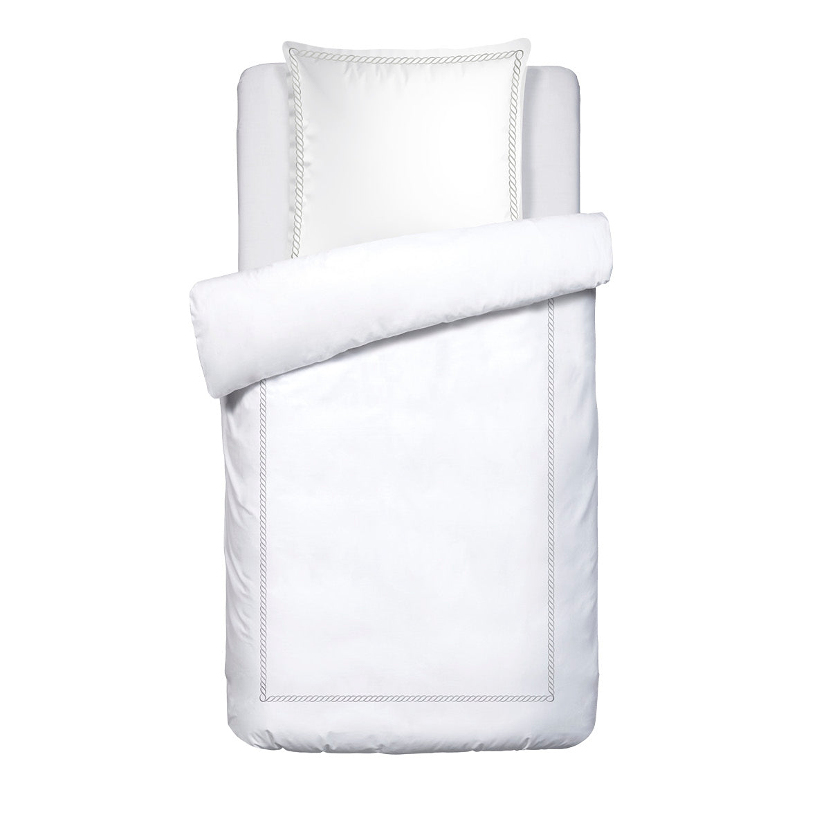 Duvet cover + pillowcase(s) cotton satin - Fleur royale White