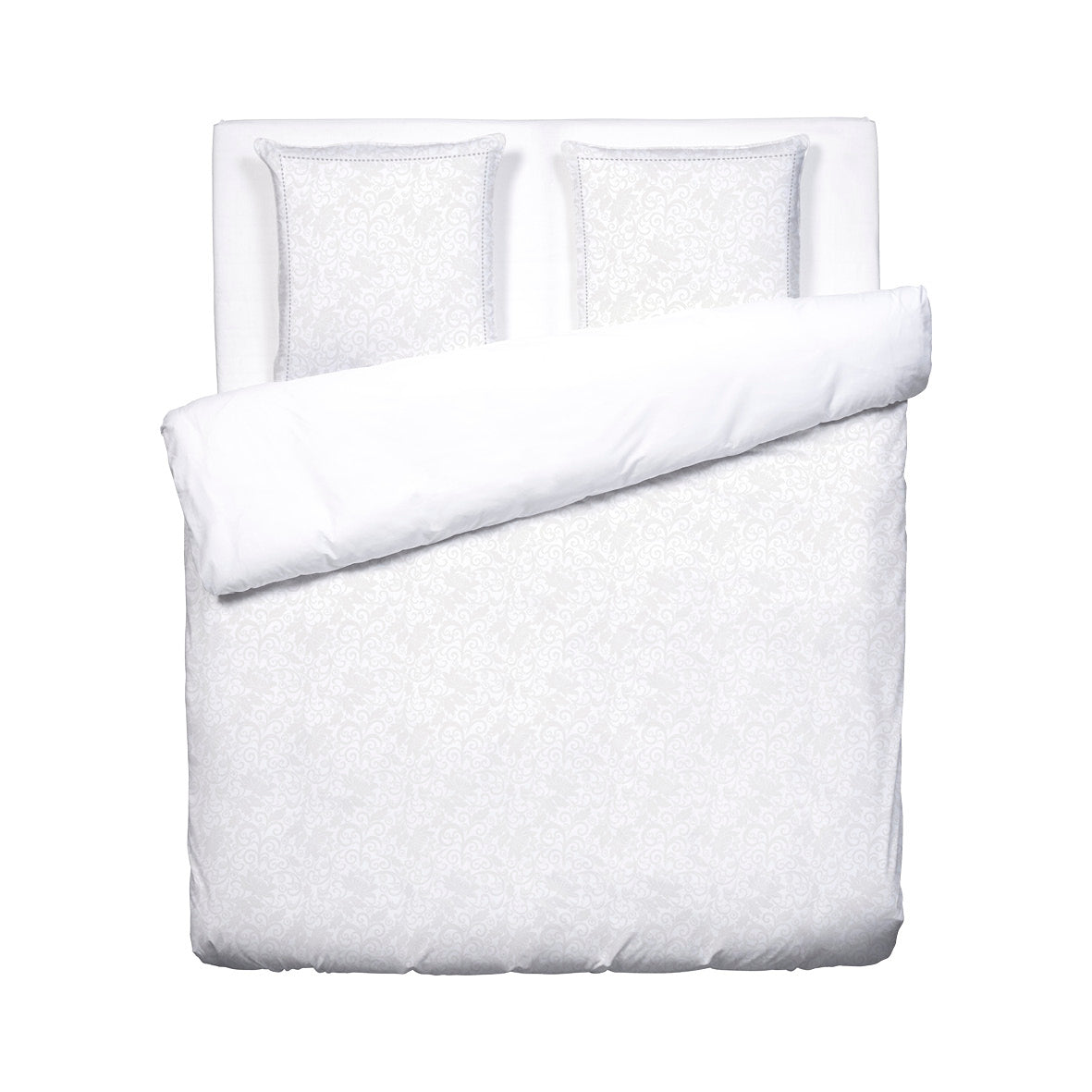 Duvet cover + pillowcase(s) cotton satin - Fleur royale White 260 x 240 cm + 2 x (63 x 63 cm)
