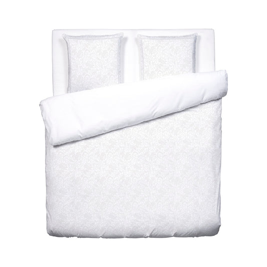 Duvet cover + pillowcase(s) cotton satin - Fleur royale White 260 x 240 cm + 2 x (63 x 63 cm)