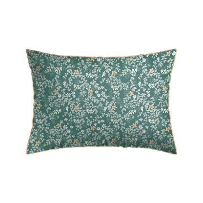 Pillowcase cotton satin - Feuillage fleuri Light green 2 x (50 x 70 cm)