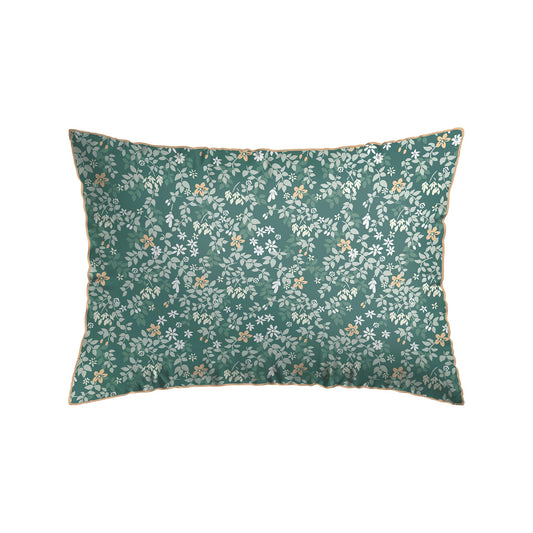 Pillowcase cotton satin - Feuillage fleuri Light green 2 x (50 x 70 cm)