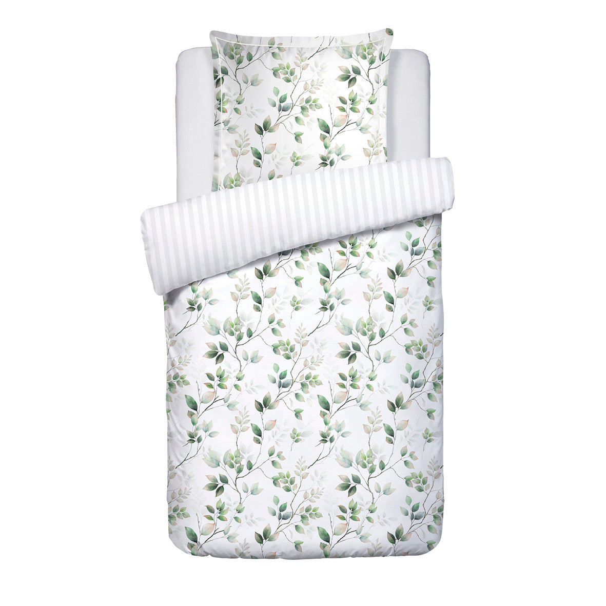 Duvet cover + pillowcase cotton satin - Petit bosquet White