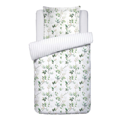 Duvet cover + pillowcase cotton satin - Petit bosquet White
