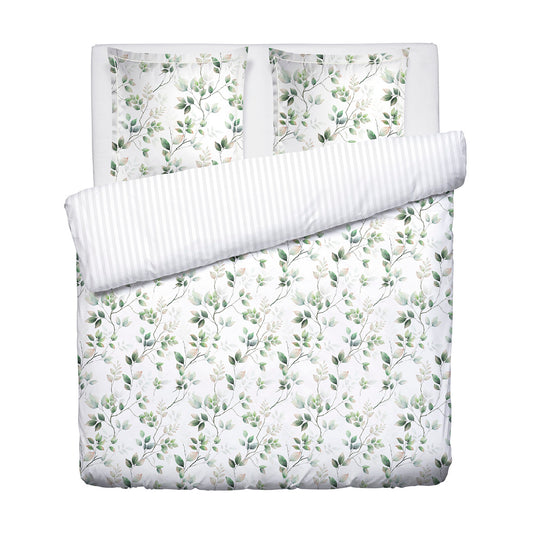 Duvet cover + pillowcase cotton satin - Petit bosquet White