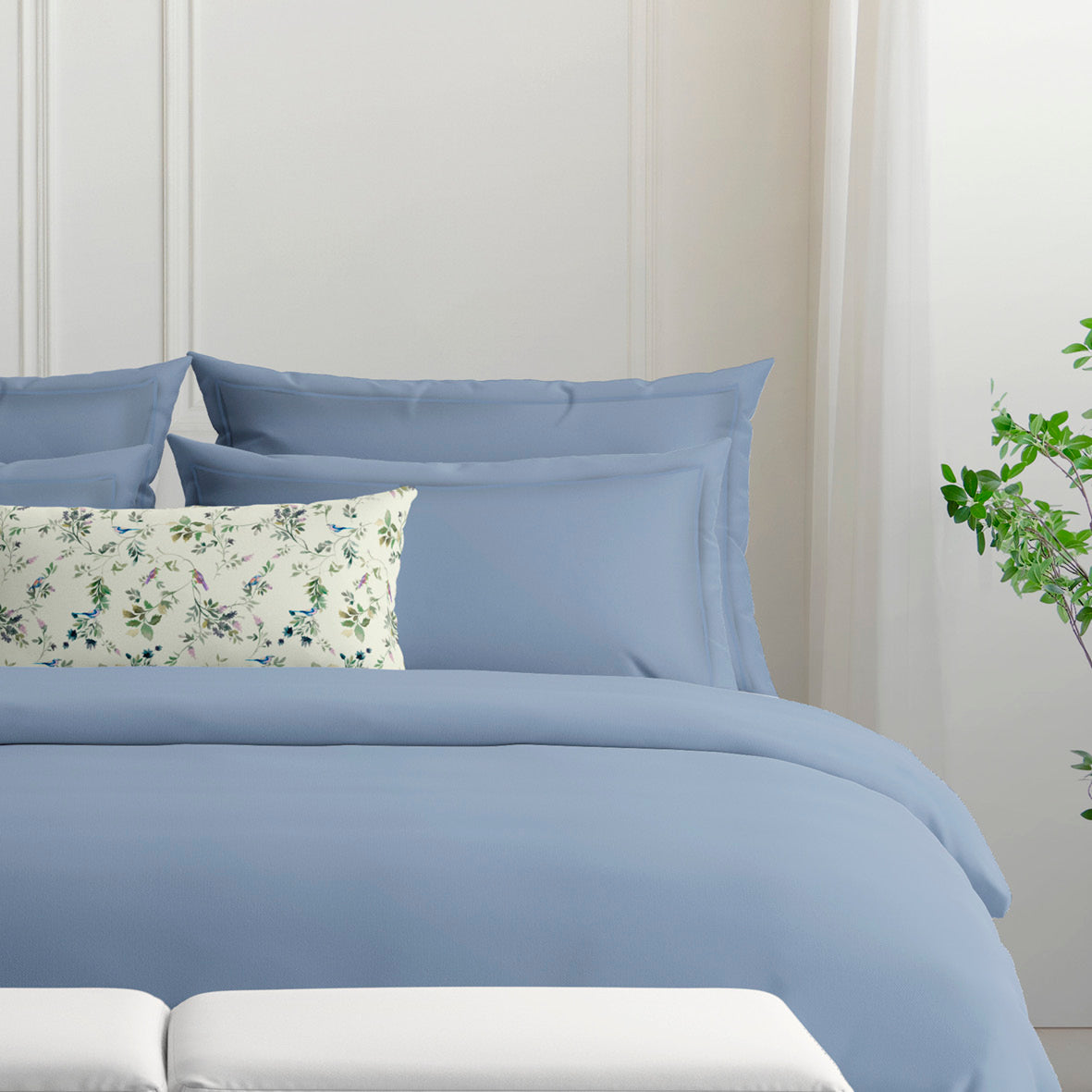 Pillowcase(s) cotton satin - Uni 1 baratta Blue 03
