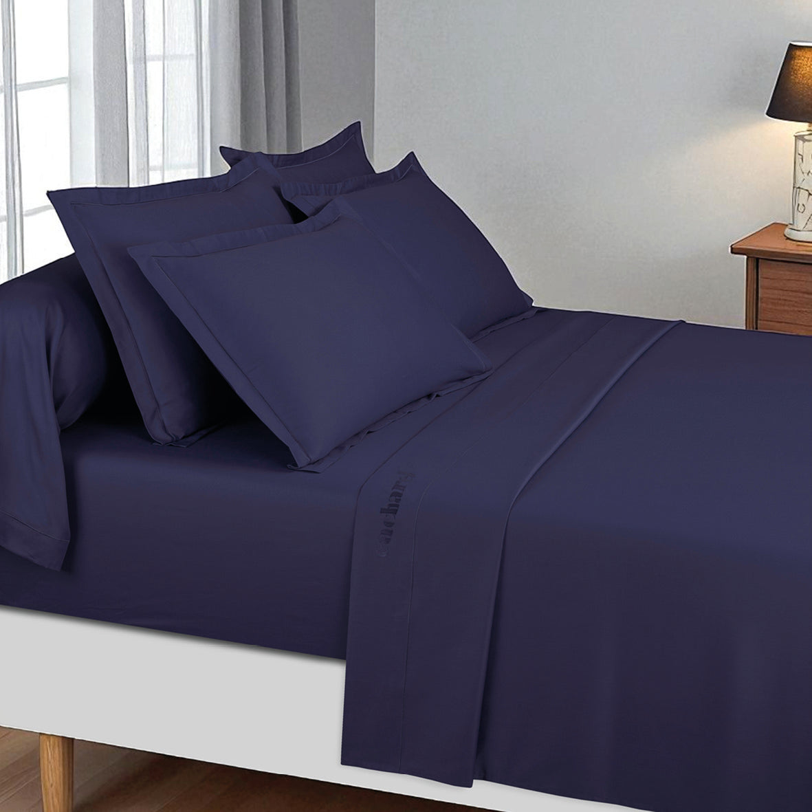 Ensemble de draps satin de coton - Uni 1 baratta Bleu 04