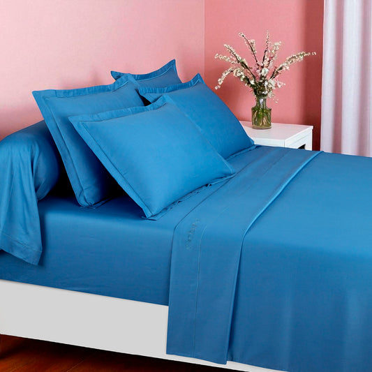 Sheet set cotton satin - Uni 1 baratta Blue 05