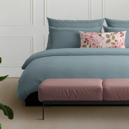 Taie d'oreiller satin de coton - Uni 1 baratta Bleu 09 