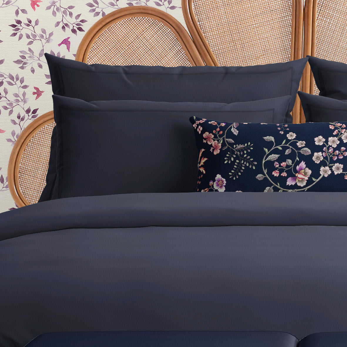 Taie d'oreiller satin de coton - Uni 1 baratta Bleu 11