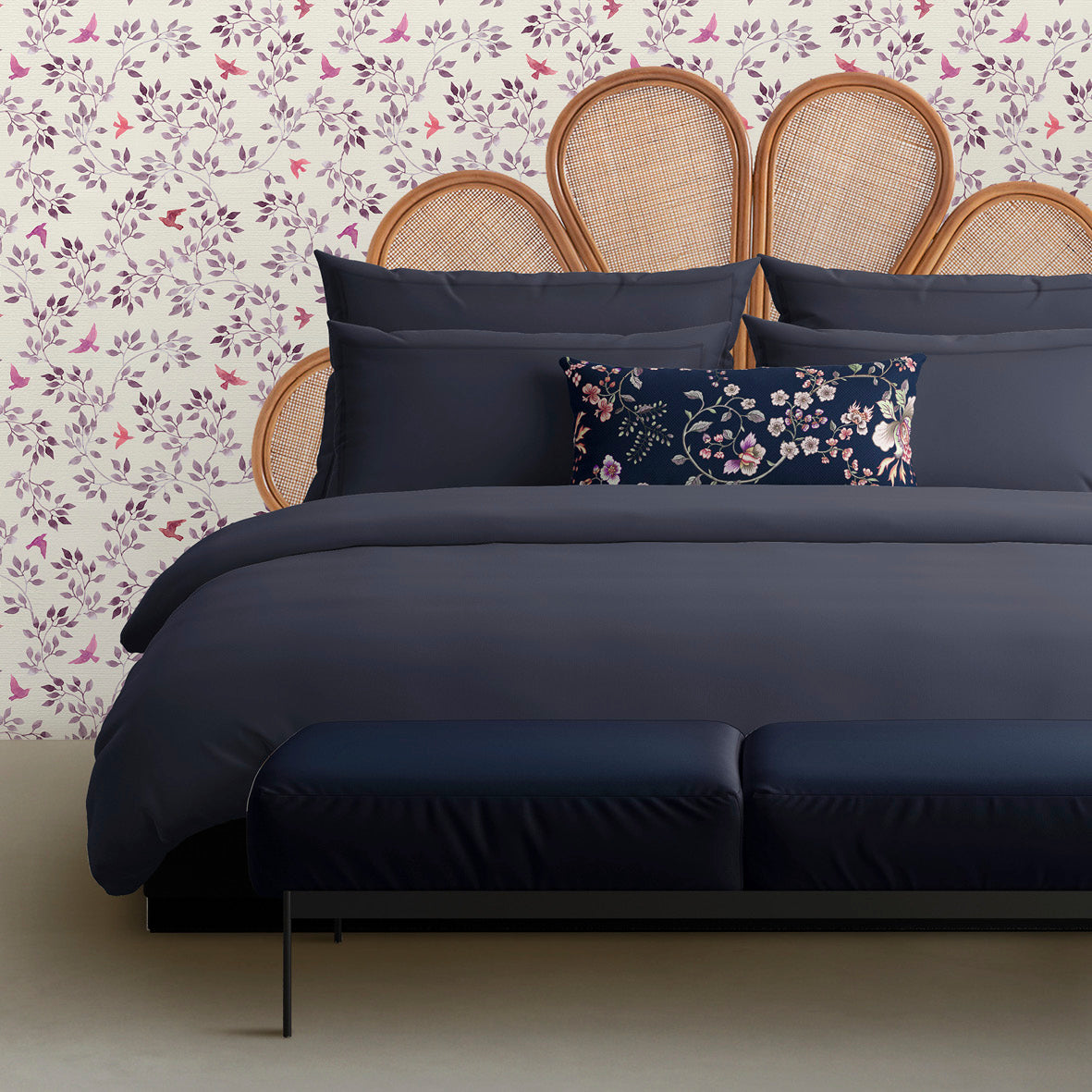 Taie d'oreiller satin de coton - Uni 1 baratta Bleu 11