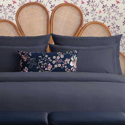 Drap plat satin de coton - Uni 1 baratta Bleu 11