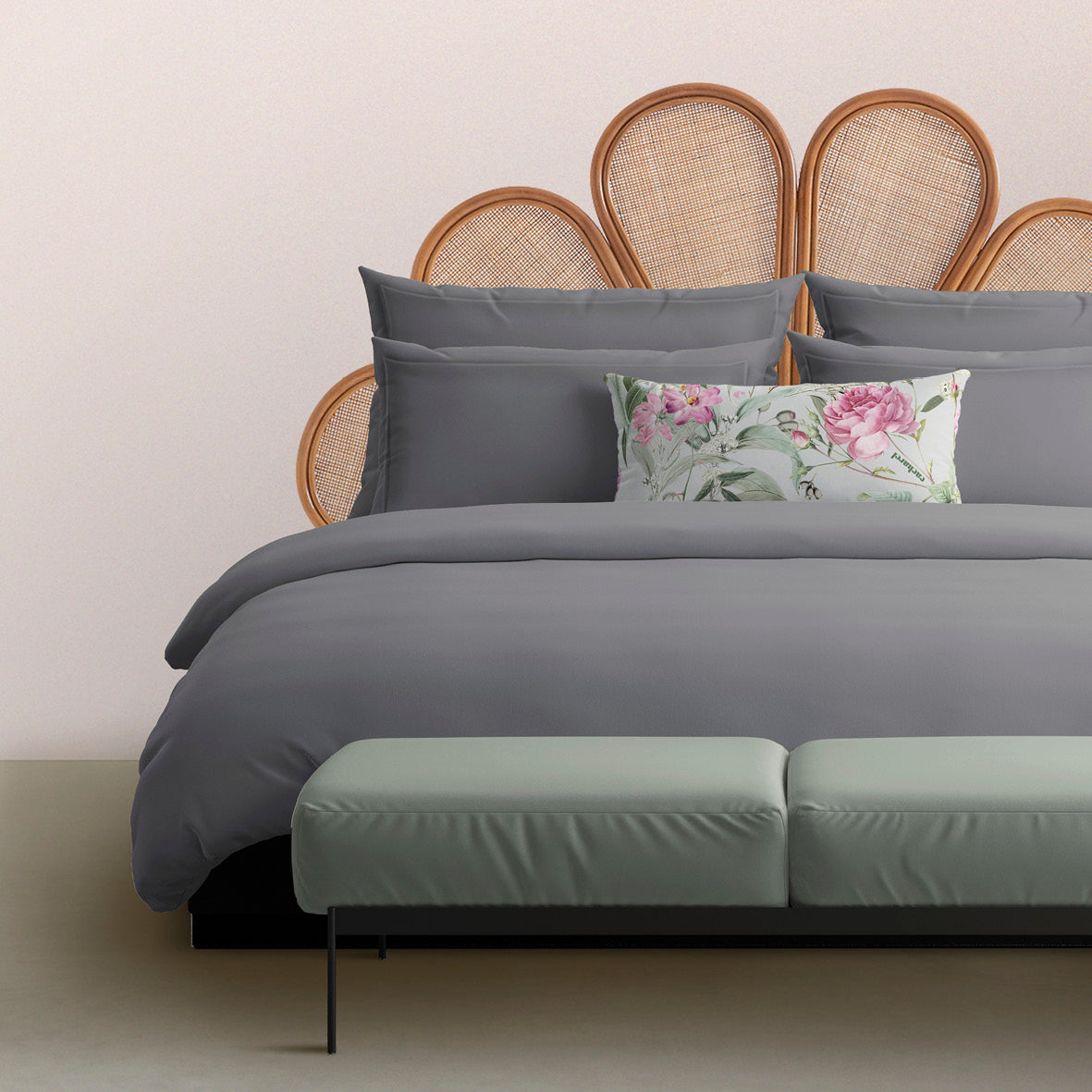 Taie d'oreiller satin de coton - Uni 1 baratta Gris 02