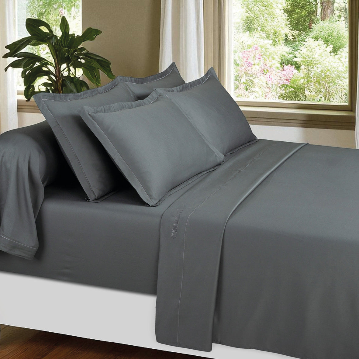 Sheet set cotton satin - Uni 1 baratta Grey 02