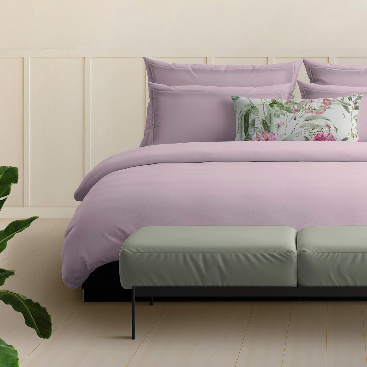 Taie d'oreiller satin de coton - Uni 1 baratta Rose 02