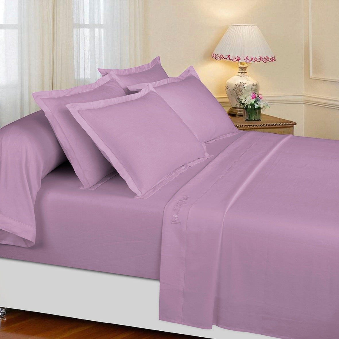 Sheet set cotton satin - Uni 1 baratta Pink 03