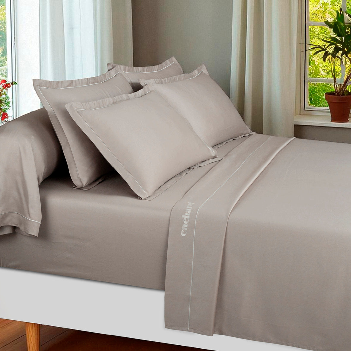 Sheet set cotton satin - Uni 1 baratta Taupe 01
