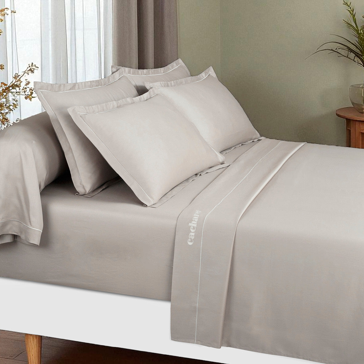 Sheet set cotton satin - Uni 1 baratta Taupe 04