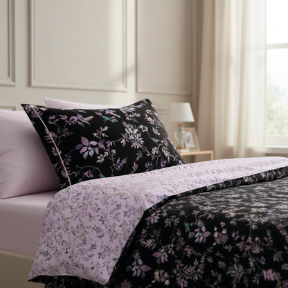 Duvet cover + pillowcase cotton satin - Eden Sauvage Black