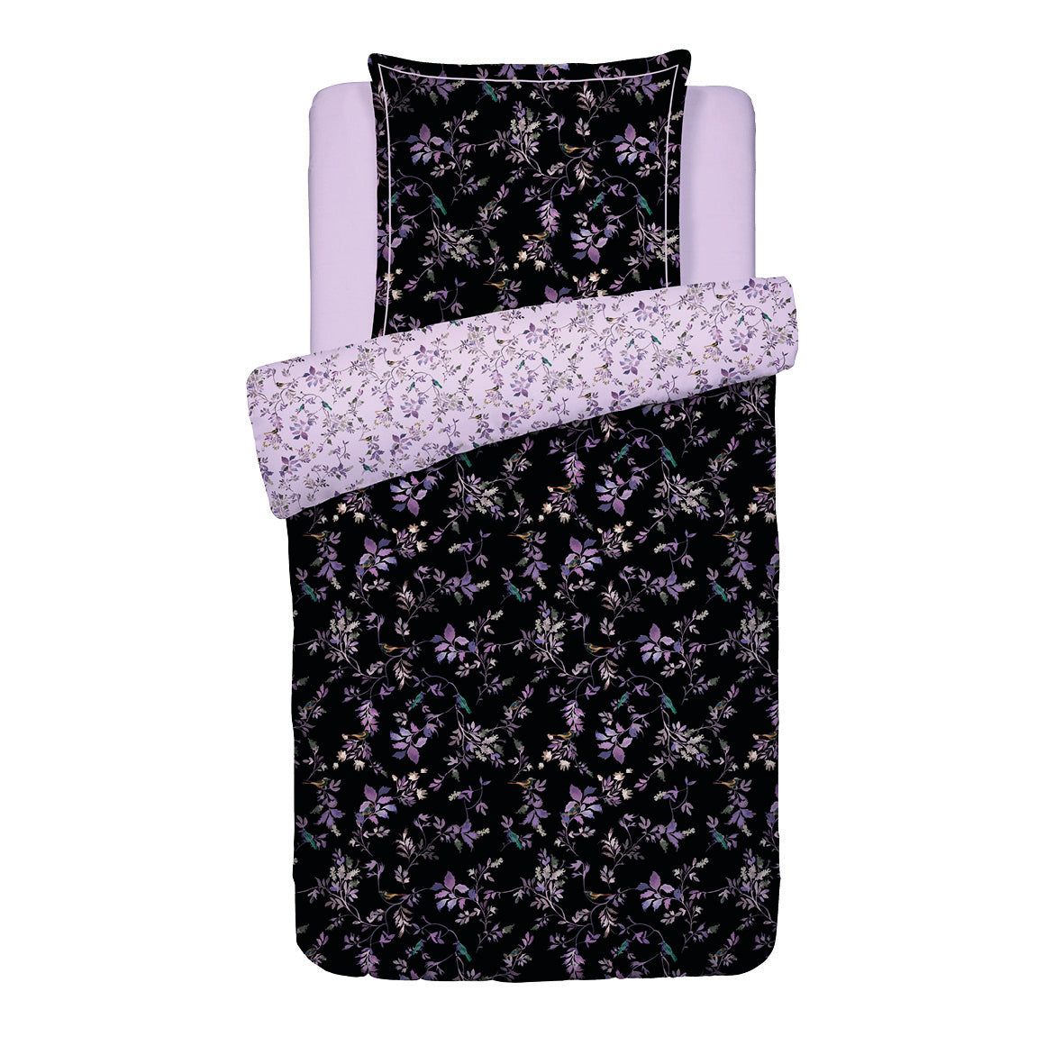 Duvet cover + pillowcase cotton satin - Eden Sauvage Black 140 x 200 cm + 63 x 63 cm