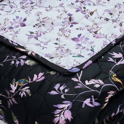 Bedspread cotton satin - Eden Sauvage Black - 220 x 250 cm