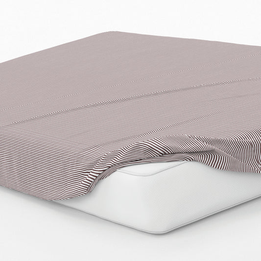 Fitted sheet cotton satin - Rayures Burgundy