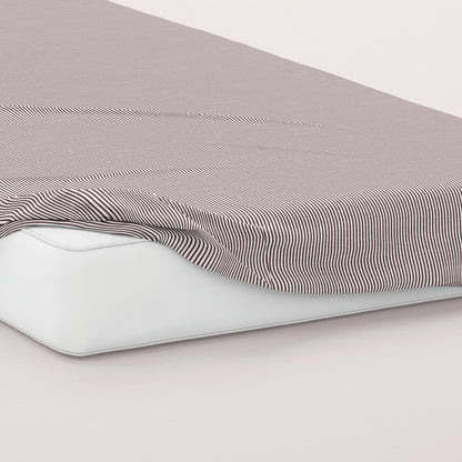 Fitted sheet cotton satin - Rayures Burgundy