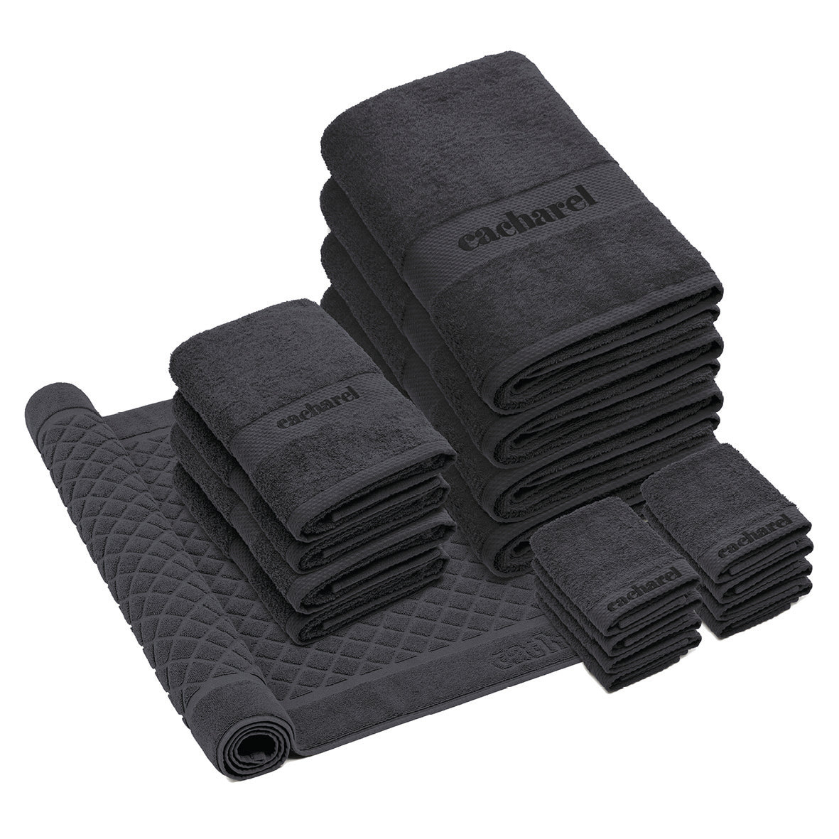 Complete bath linen set combed cotton - Brise Dark grey