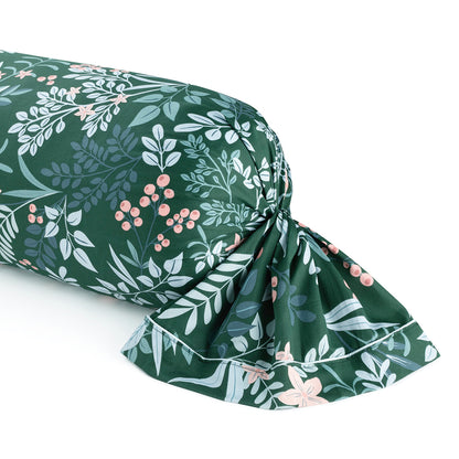 Bolster case cotton satin - Forêt enchantée Green 43 x 210 cm