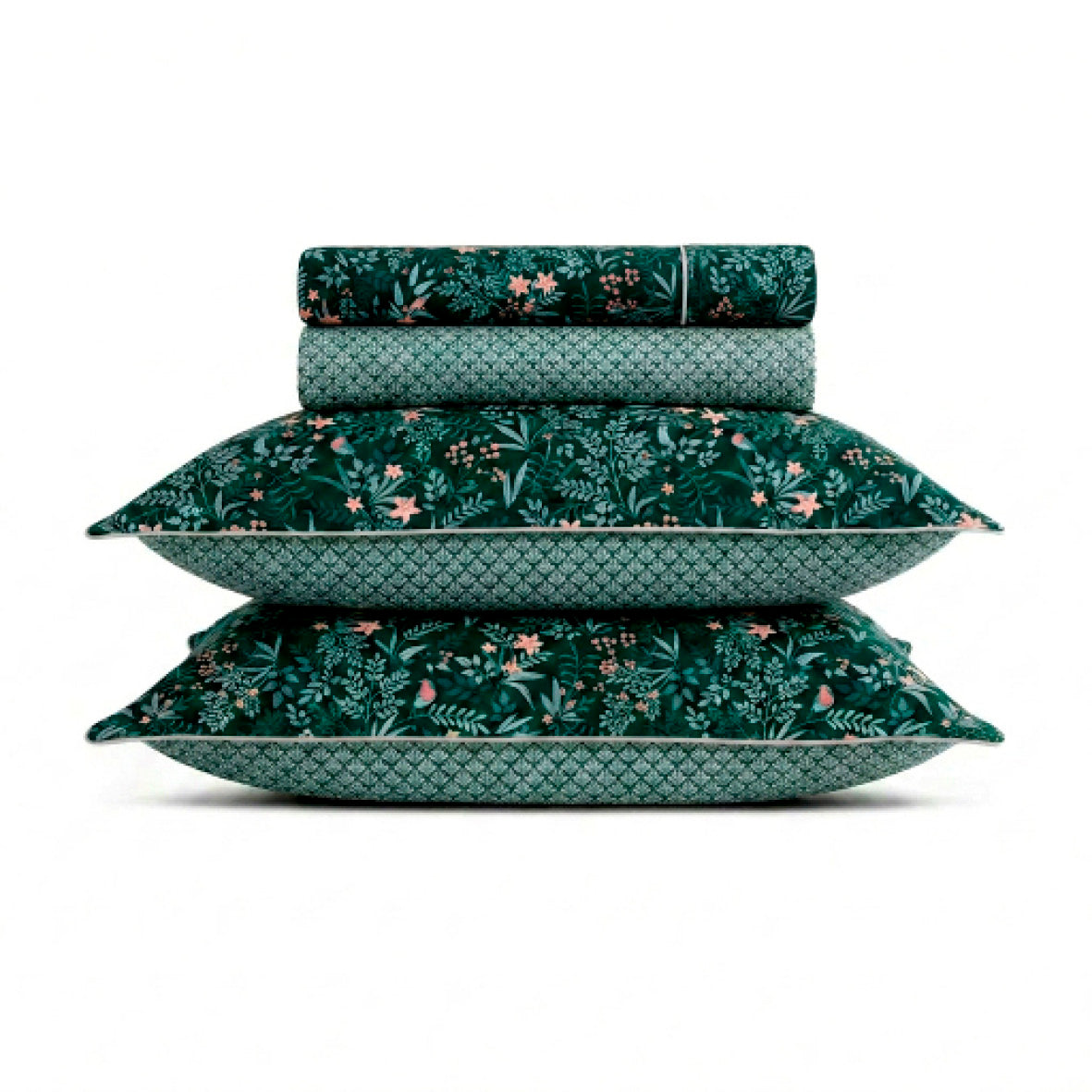 Sheet set cotton satin - Forêt enchantée Green