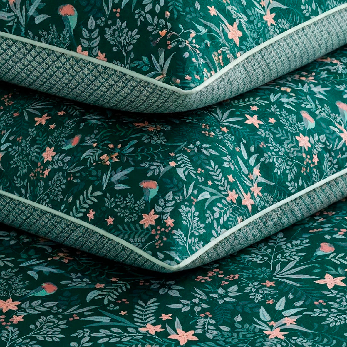 Sheet set cotton satin - Forêt enchantée Green