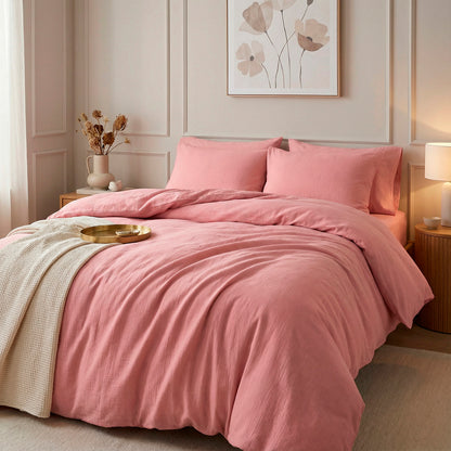 Pillowcase cotton gauze - Uni Pink 06