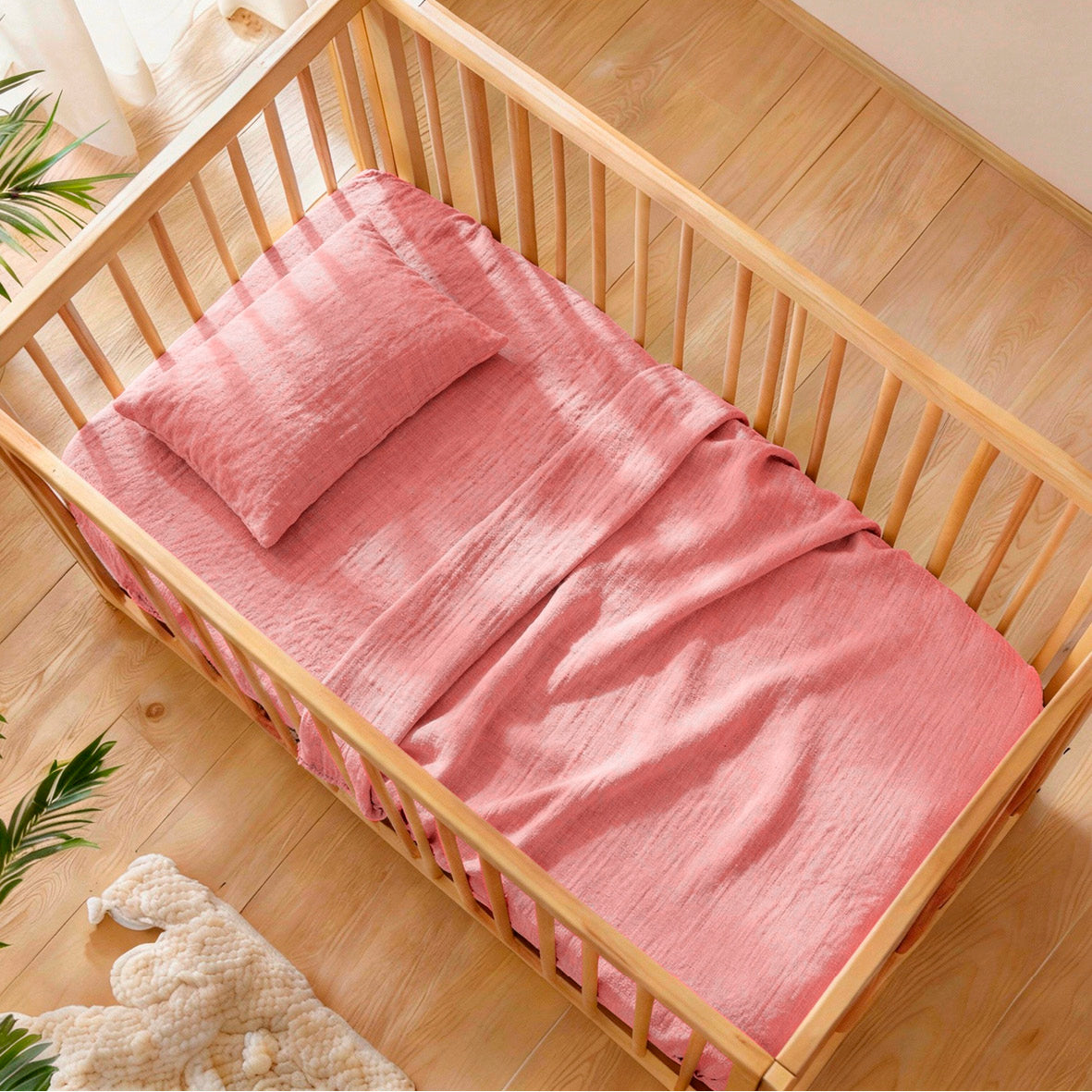 Blanket cotton gauze - Uni Pink 06 - 80 x 120 cm