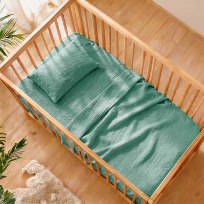 Duvet cover + pillowcase baby cotton gauze - Uni Green 12