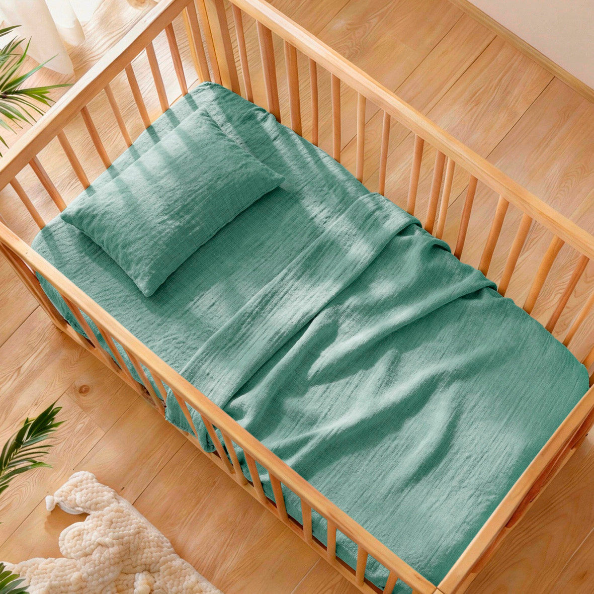 Blanket cotton gauze - Uni Green 12 - 80 x 120 cm