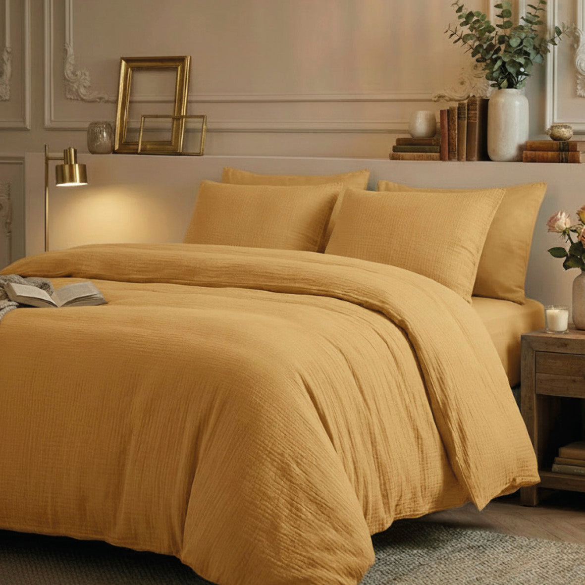 Pillowcase cotton gauze - Uni Yellow 04