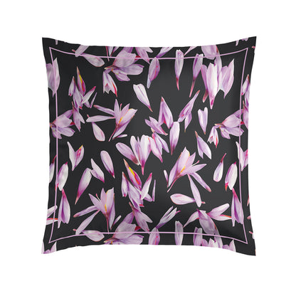 Pillowcase cotton satin - Nuit en fleurs Black